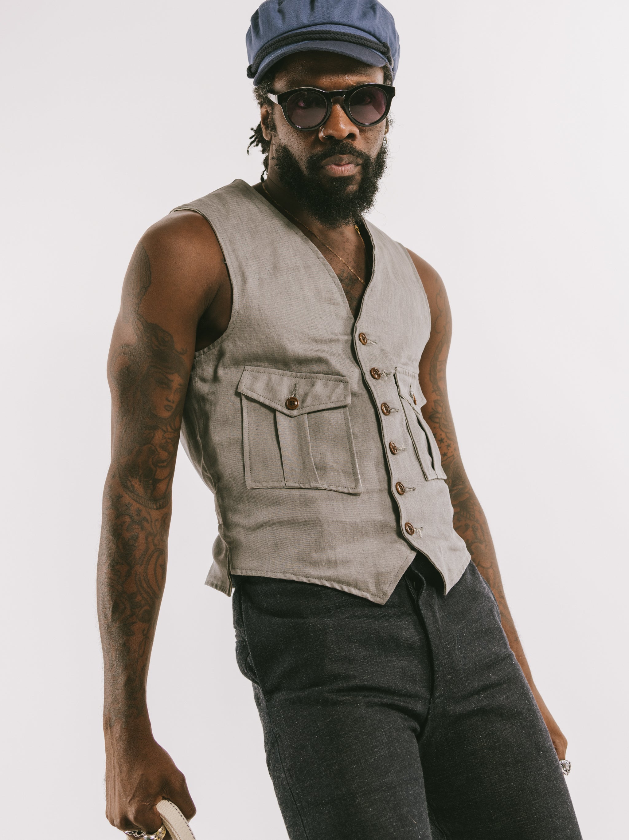 Continental Vest: Slate Grey Twill