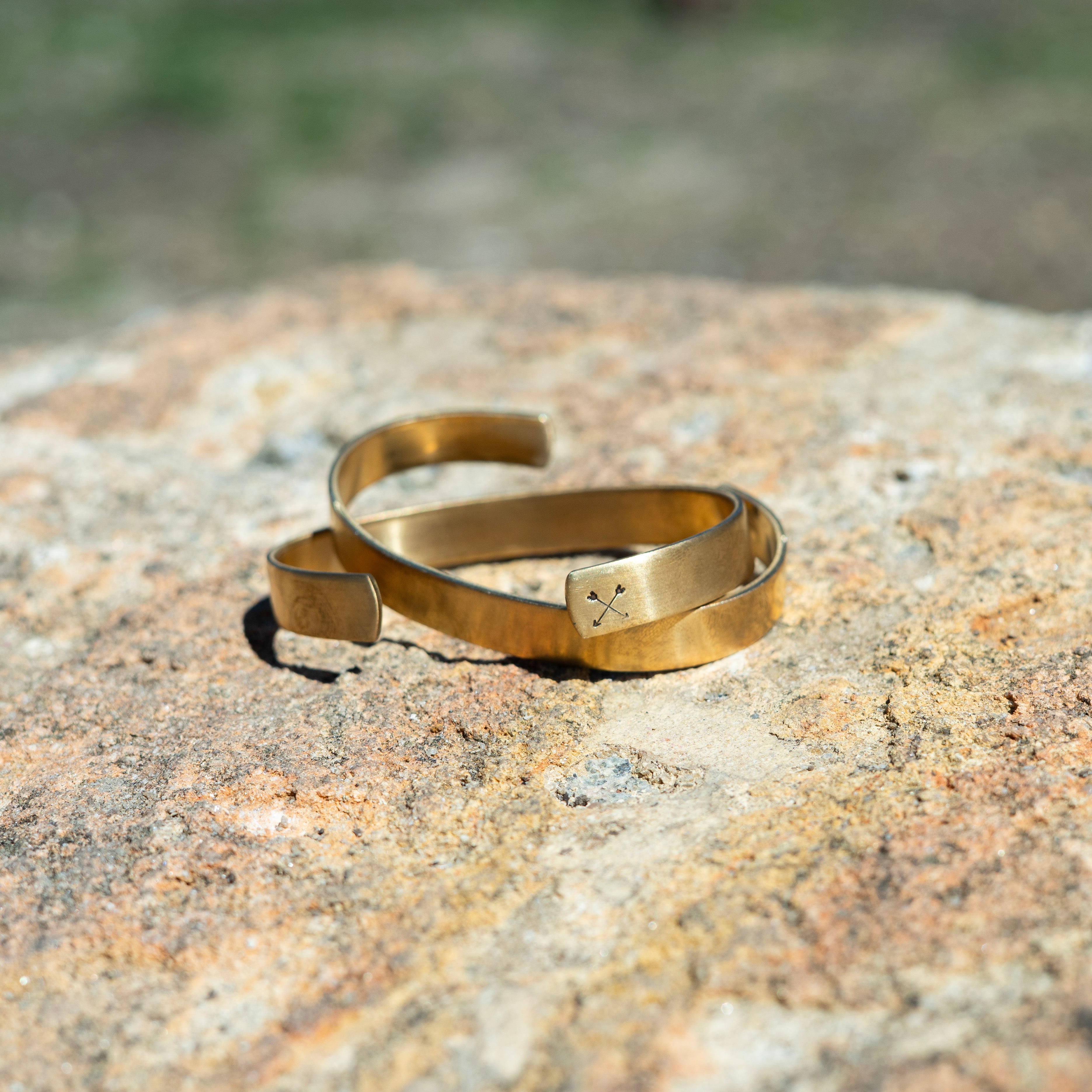 Custom Hand Stamped Wide Brass Cuff