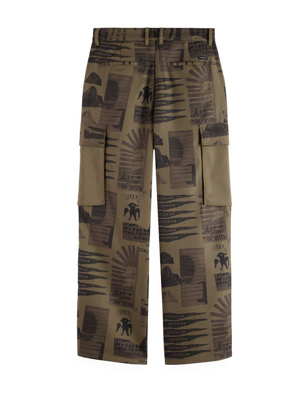 Baggy Fit All-Over Printed Cargo Pants: Houndstooth