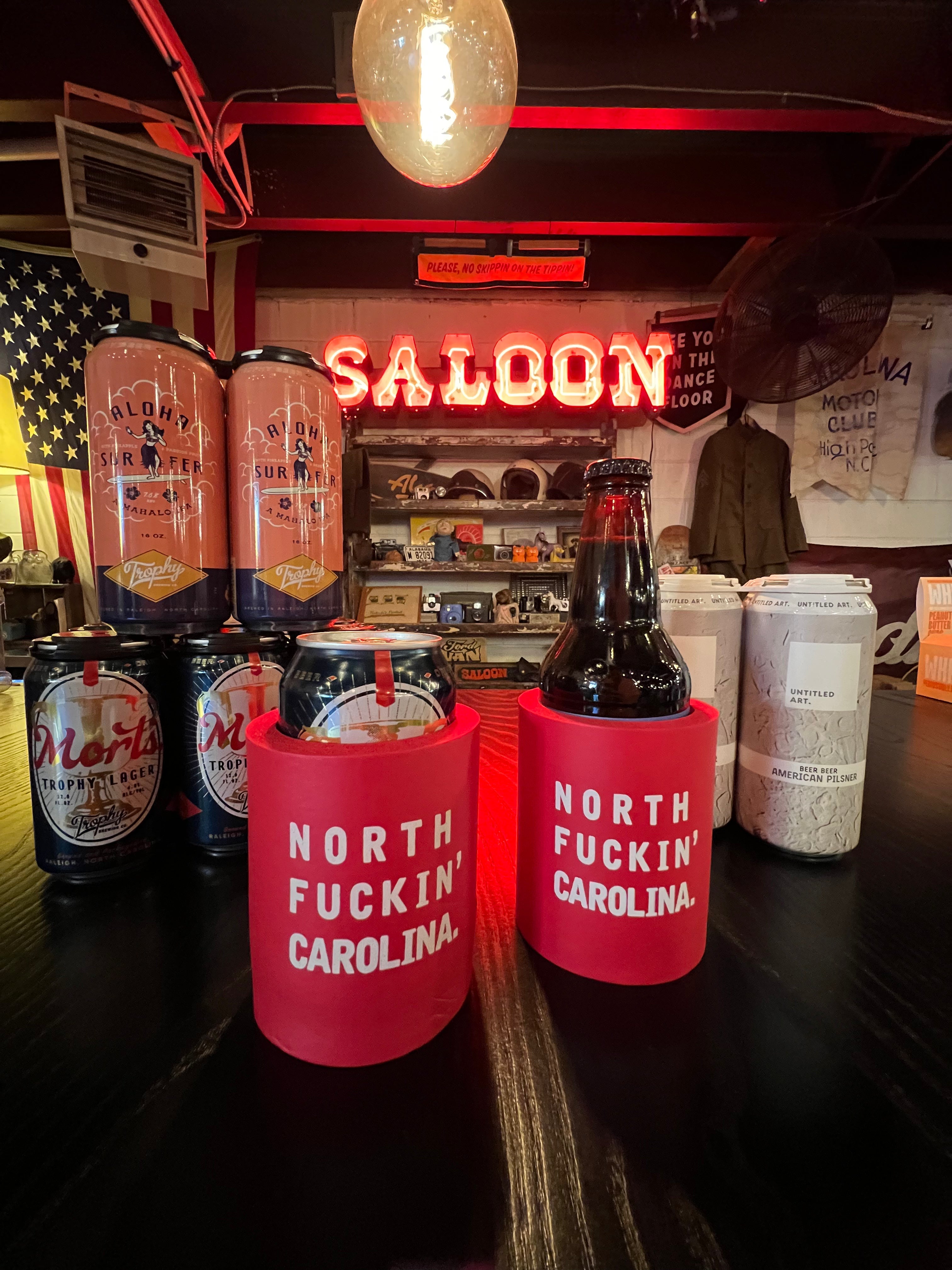 North F*ckin' Carolina Foam Koozie: Red
