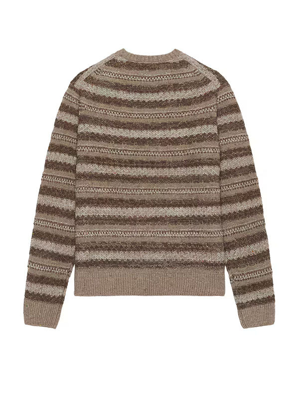 Midnight Crew Sweater: Multi Neutral Stripe