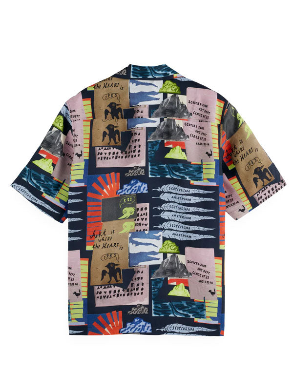 Relaxed-Fit Tencel All-Over Printer Short Sleeve Shirt