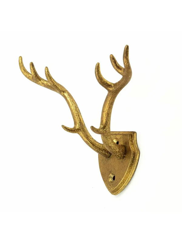Cast Iron Gold Leaf Antler Hook