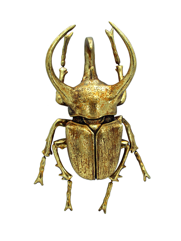 Gold Leafed Rhino Beetle Wall Decor