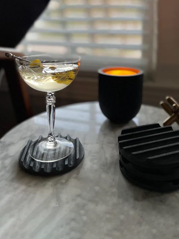 Concrete Coasters: Black Terrazzo