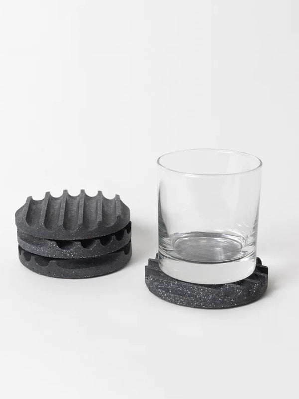 Concrete Coasters: Black Terrazzo