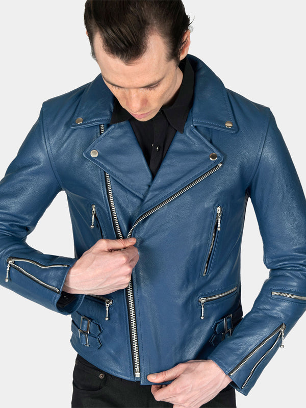 Men's Defector Blue Leather Jacket