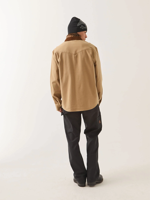 Bowery Builders Ranch Performance Flannel: Khaki/Brown