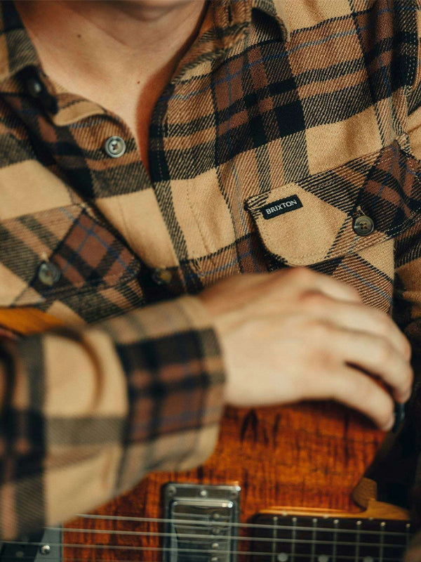 Bowery L/S Flannel: Tiger's Eye/Pinecone Brown