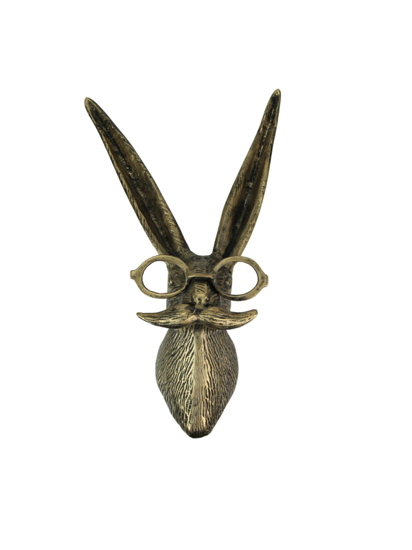 Gold Finish Hare Head Wall Hanging