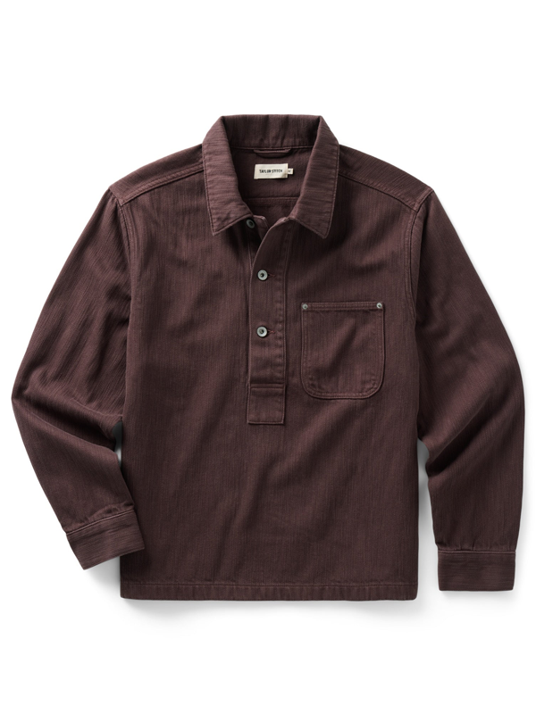 The Milton Overshirt: Burgundy Slub Denim