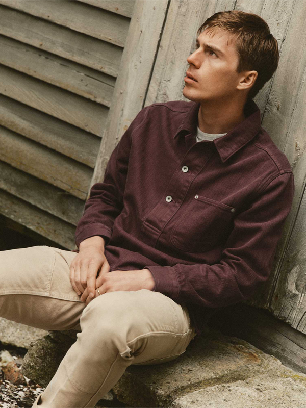 The Milton Overshirt: Burgundy Slub Denim