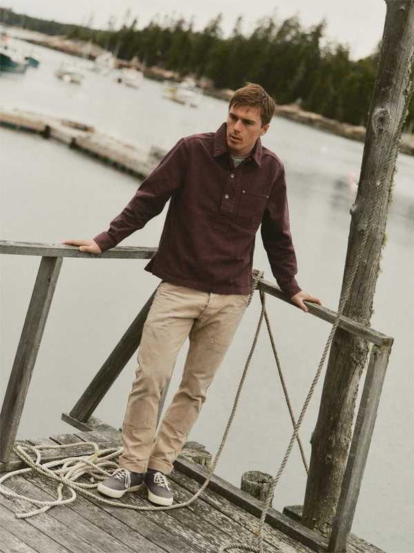 The Milton Overshirt: Burgundy Slub Denim