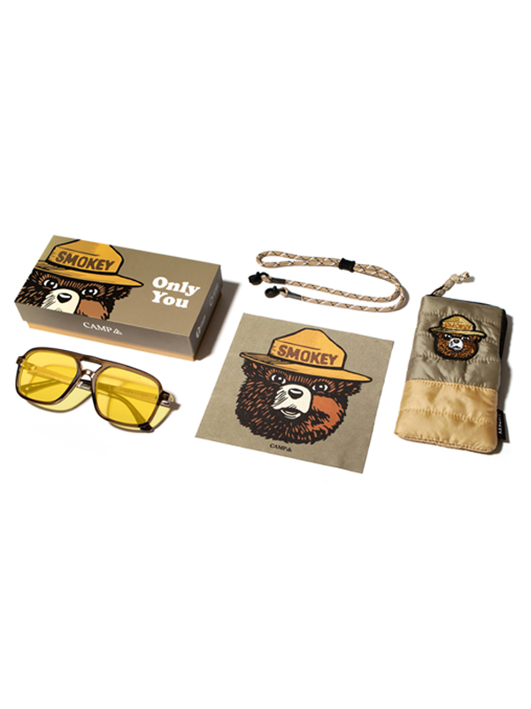 Smokey Bear x CAMP Glacier Sunglasses: Moss, Polarized Yellow