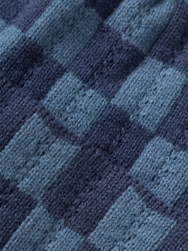 Chunky Check Beanie: Navy