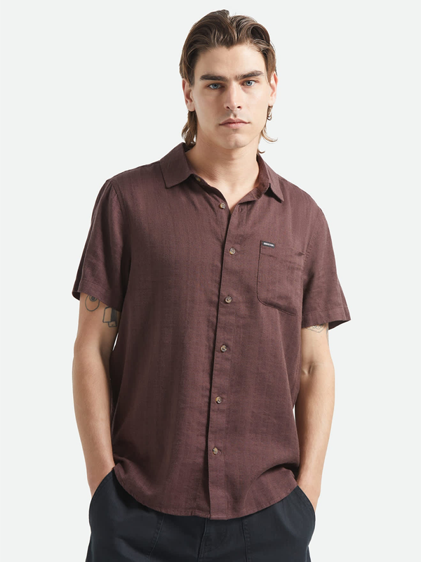 Charter Slub S/S Woven Shirt: Chocolate