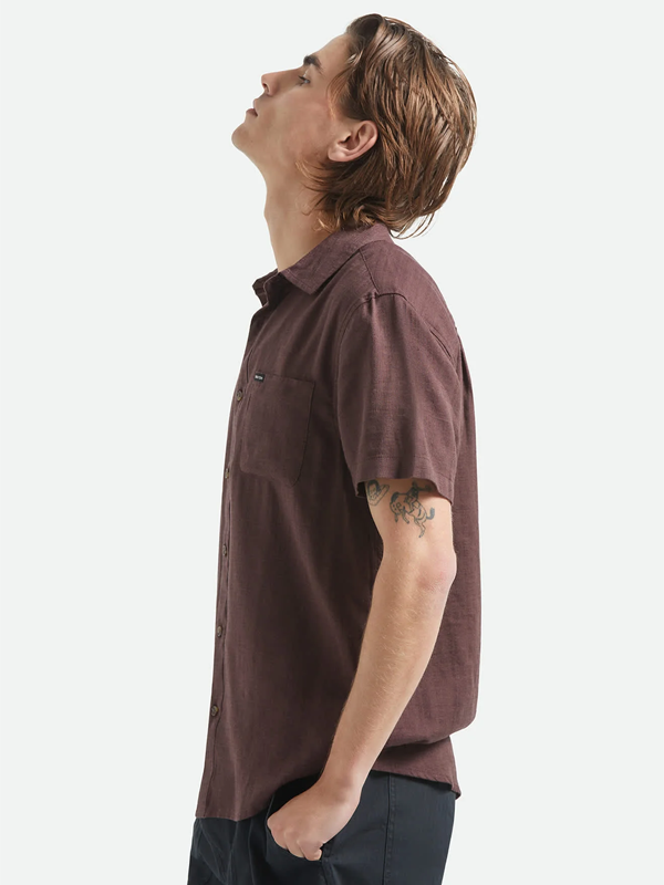 Charter Slub S/S Woven Shirt: Chocolate