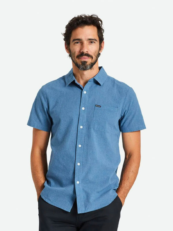 Charter Featherweight S/S Woven Shirt: Heather Pacific Blue
