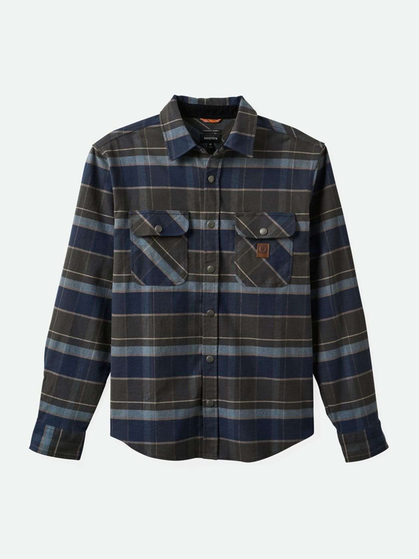 Builders Bowery Stretch L/S Flannel: Washed Navy/Black/Coronet Blue