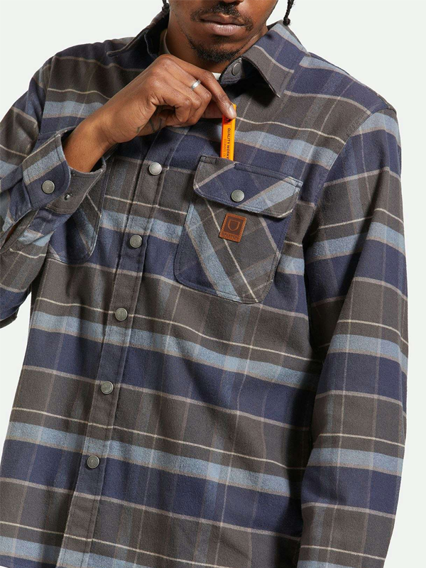 Builders Bowery Stretch L/S Flannel: Washed Navy/Black/Coronet Blue