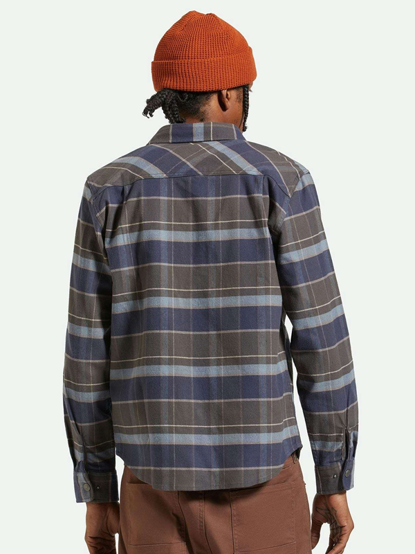 Builders Bowery Stretch L/S Flannel: Washed Navy/Black/Coronet Blue
