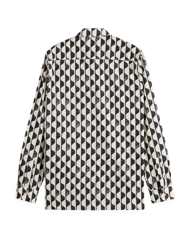 Regular-Fit Geometric Print Shirt: Imagine White Stripe