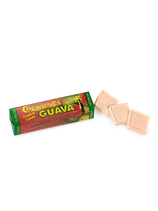 A package of C. Howard's Guava Candy, featuring individually wrapped pieces of soft, sweet guava-flavored candy, perfect for a tropical treat.