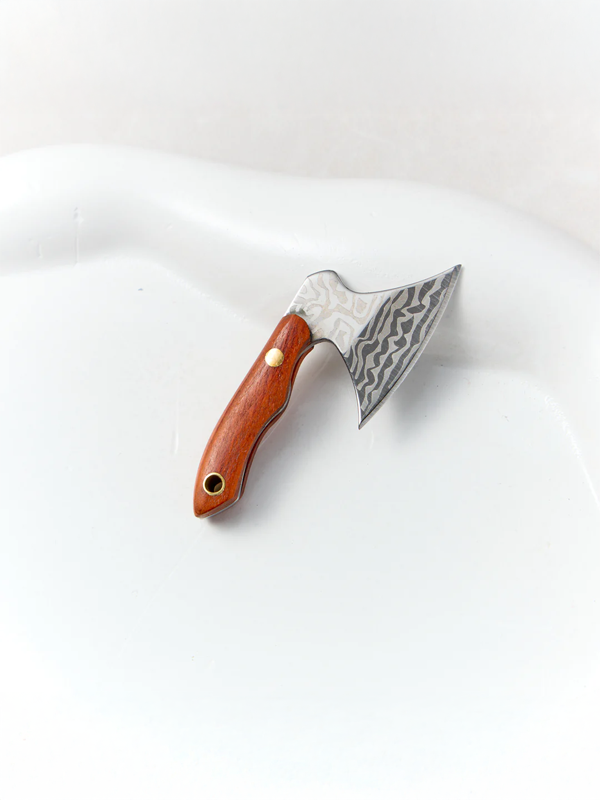 Mini Hatchet Knife Keychain: Silver