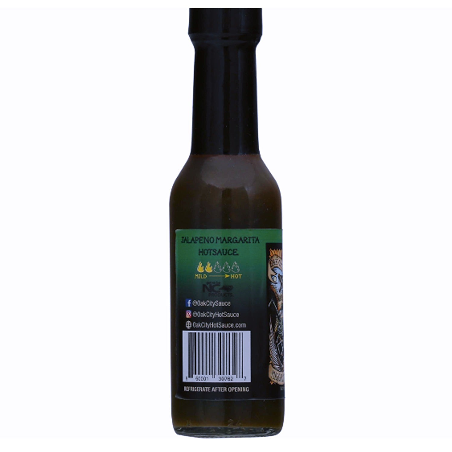 A 5 oz. bottle of Margarita Rattler Hot Sauce, combining zesty lime, tequila, and a spicy kick, perfect for adding a bold, tangy flavor to your tacos, grilled meats, or cocktails.
