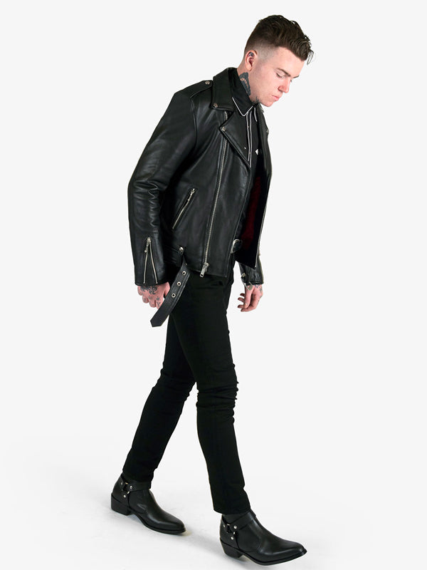 Men's Commando Leather Jacket: Black Nickel