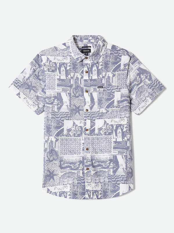 Charter Print S/S Woven: Navy/White Collage