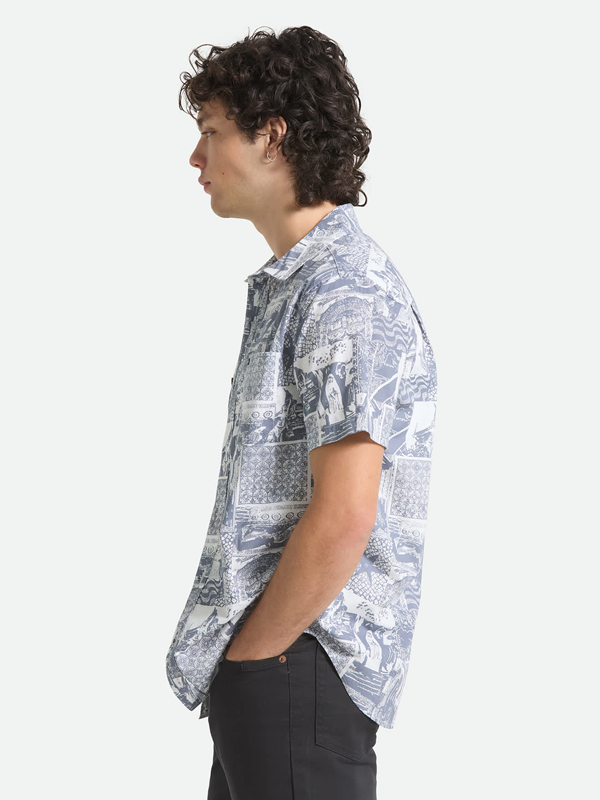 Charter Print S/S Woven: Navy/White Collage