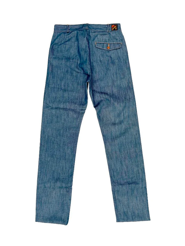Nouvelle Vague Slacks in NOS 'Player' Denim – Stylish and versatile denim slacks with a tailored fit, blending classic craftsmanship with modern design.