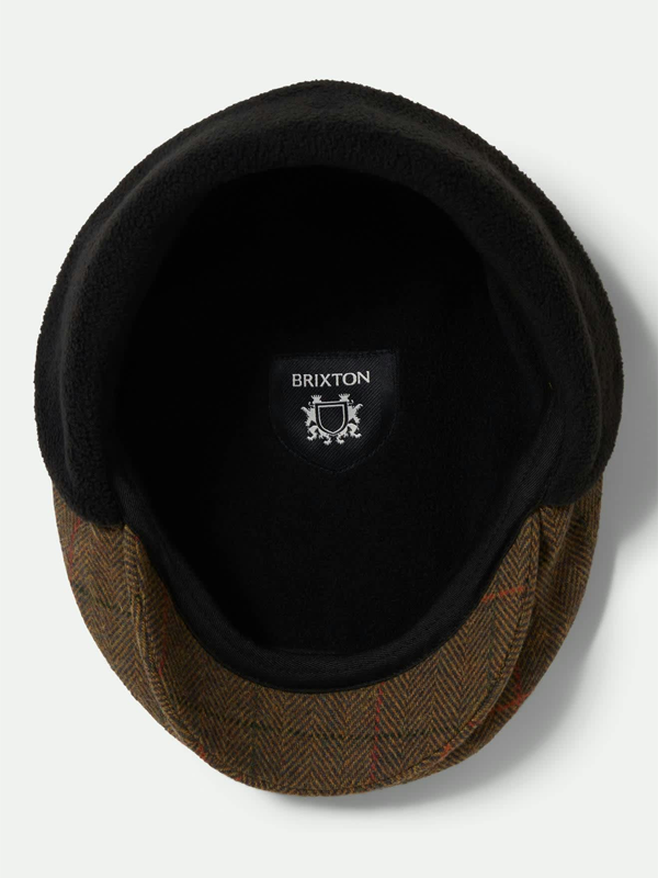 Hooligan Fleece Lined Earflap Snap Cap: Bronze/Black/Red