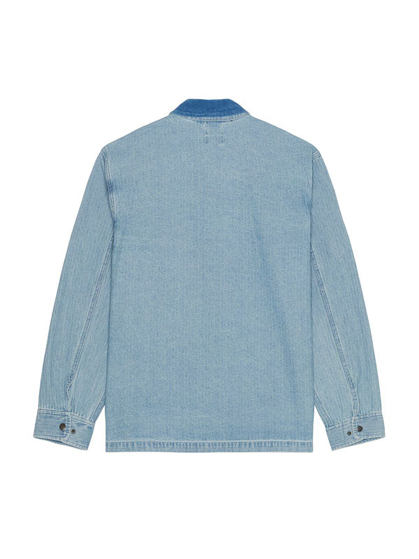Herringbone Chore Coat: Light Wash Denim Herringbone