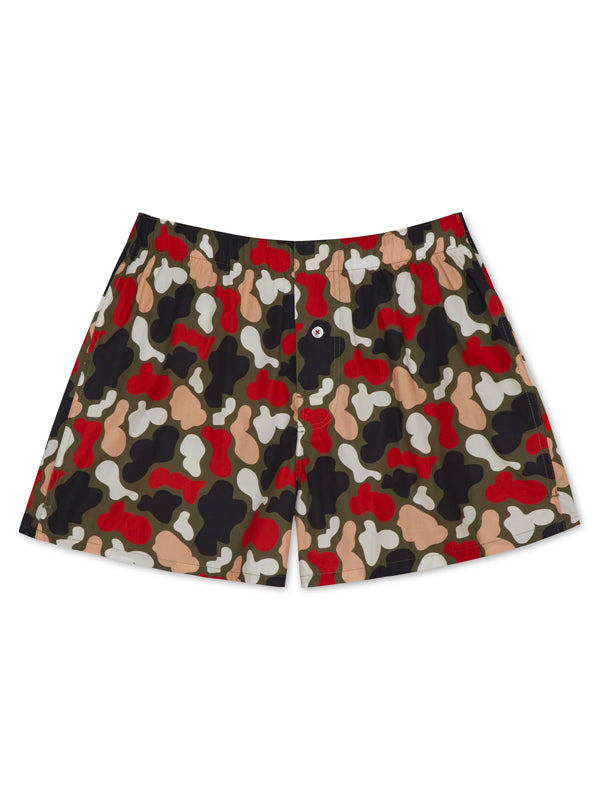 Organic Cotton Boxer Shorts in Pink Duck Camo – Soft, breathable, and stylish underwear with a unique camouflage pattern.