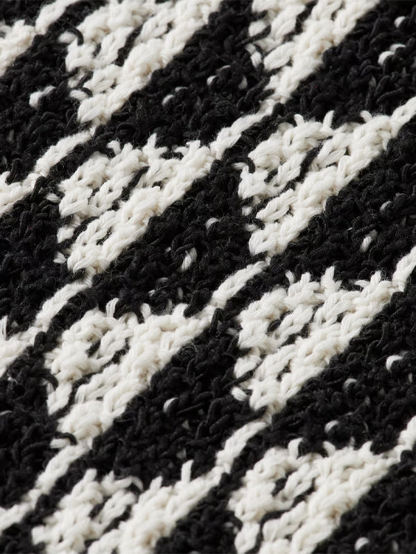 Jacquard Drop Shoulder Long Sleeve Polo: Imagine White Stripe