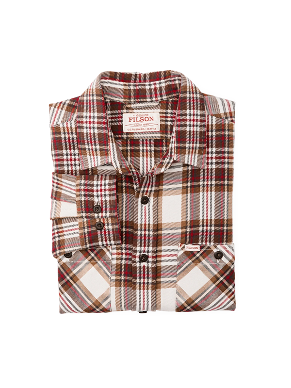 The Rangeland Flannel Shirt: Red/Brown/Cream Plaid