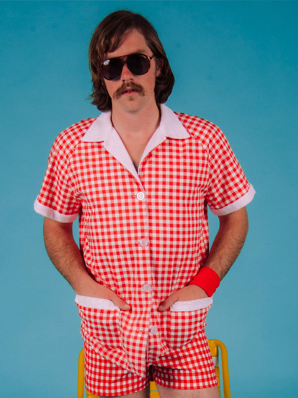 Gingham Cabana Shirt: Red