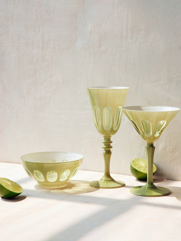 Rialto Glass Bowls: Pale Sage (Single)