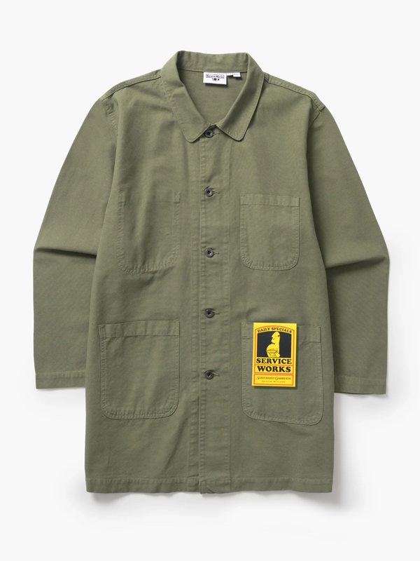 Canvas Long Shop Coat: Olive