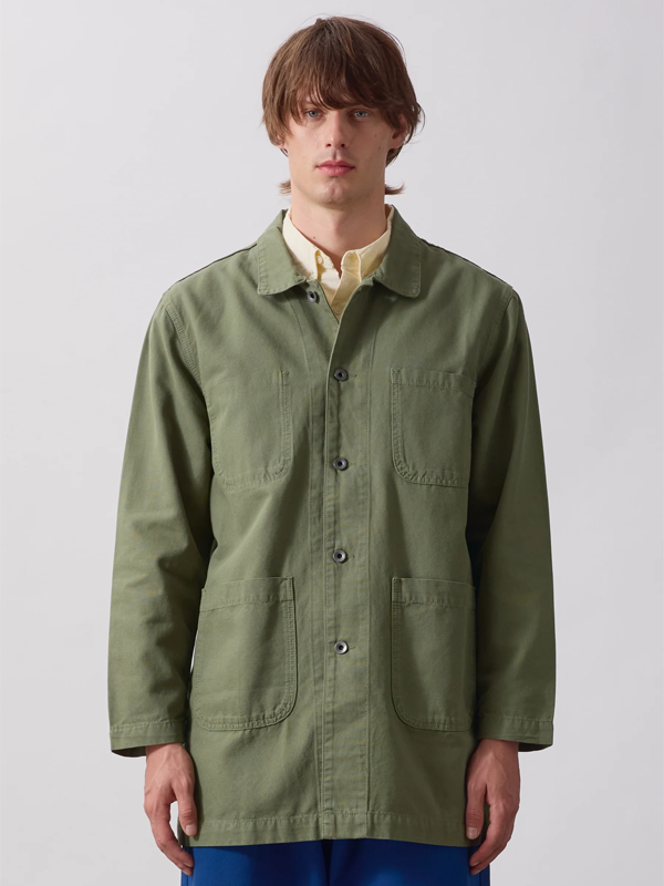Canvas Long Shop Coat: Olive