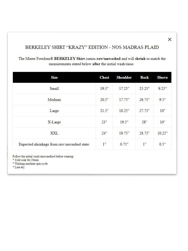 Berkeley Shirt "Krazy" Edition: Nos Madras Plaid