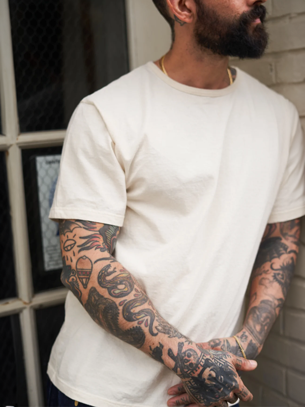 The 50/50 Upcycled Cotton Classic Tee: Natural