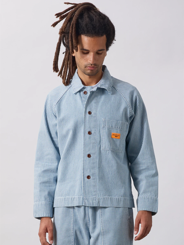 Flannel Gingham FOH Jacket: Blue