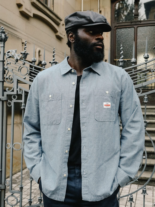 Trademark Shirt: Blue Chambray Micro Stripe