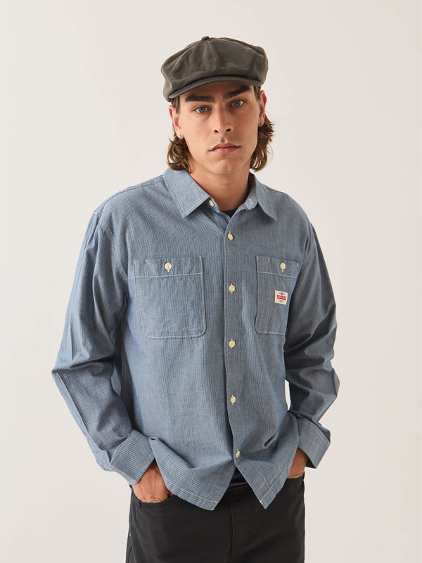 Trademark Shirt: Blue Chambray Micro Stripe