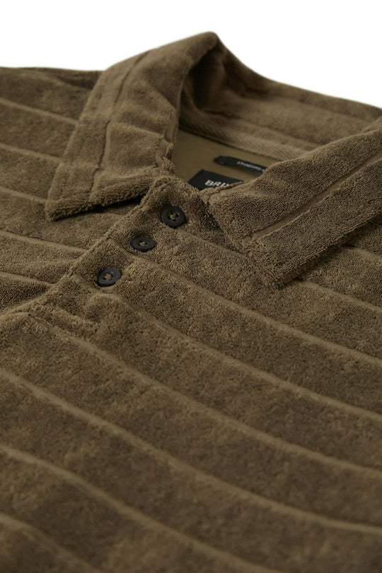 Weekend Terry Cloth S/S Polo Knit Top: Ivy Green
