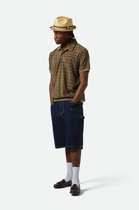 Weekend Terry Cloth S/S Polo Knit Top: Ivy Green
