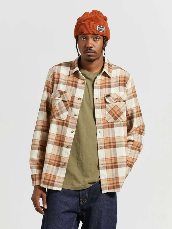 Bowery L/S Flannel: Whitecap/Pinecone Brown/Burro